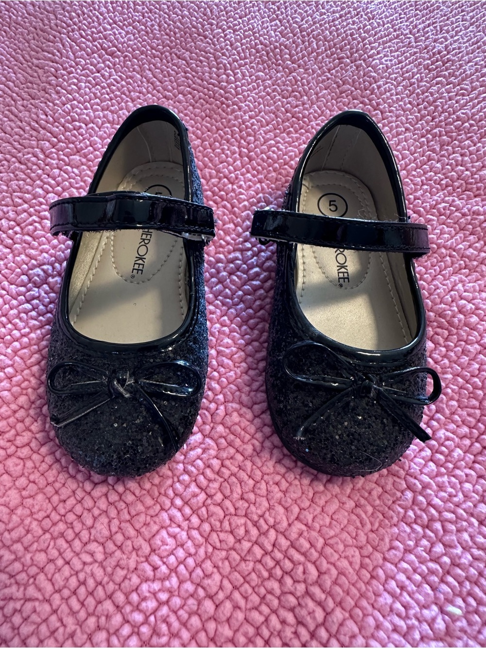 Cherokee Black Glitter Mary Jane Shoes for Kids